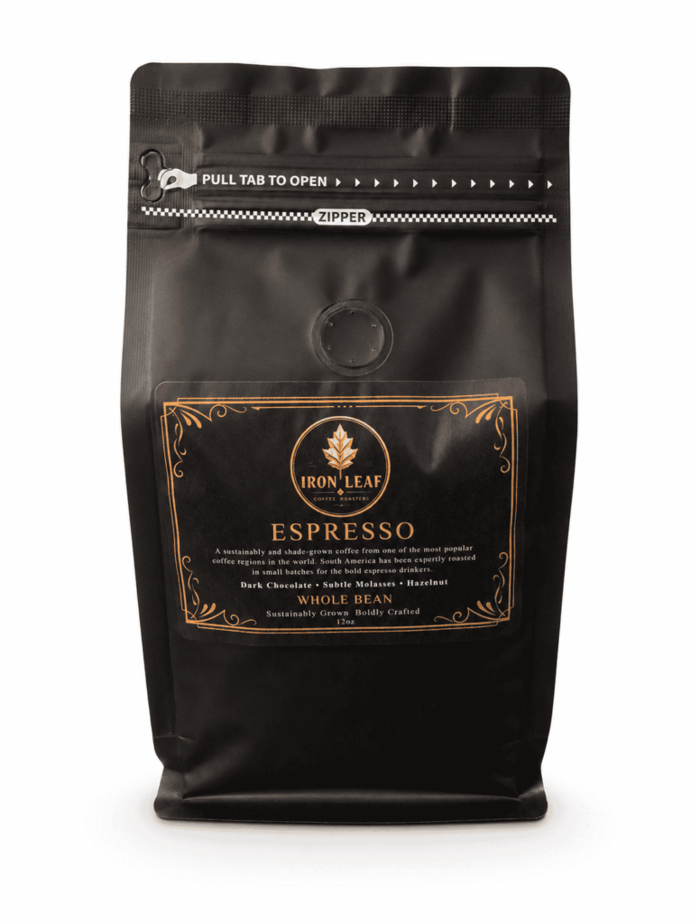 Italian Espresso Roast coffee bag by Iron Leaf Coffee Company