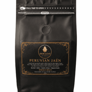 Peruvian Jaen coffee bag by Iron Leaf Coffee Company